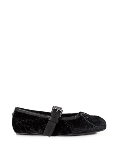 Ann Demeulemeester Paisley-embroidered Velvet Ballet Flats In Black