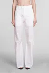 ANN DEMEULEMEESTER PANTS IN WHITE COTTON AND SILK