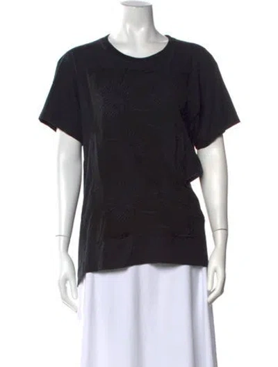 Pre-owned Ann Demeulemeester Patterned Crew Neck Top In Black