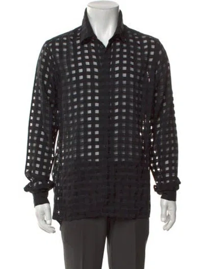 Pre-owned Ann Demeulemeester Patterned Long Sleeve Dress Shirt In Black