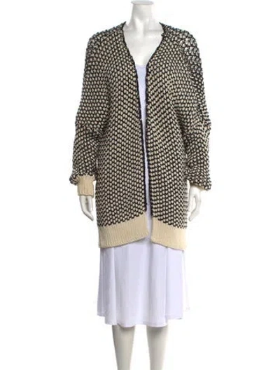 Pre-owned Ann Demeulemeester Patterned Open Front Sweater In Neutrals