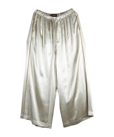 Ann Demeulemeester Piped-trim Drawstring Palazzo Pants In White