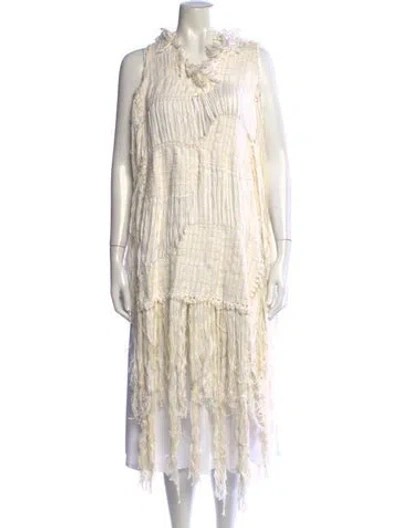 Pre-owned Ann Demeulemeester Plaid Print Cowl Neck Tunic In Neutrals