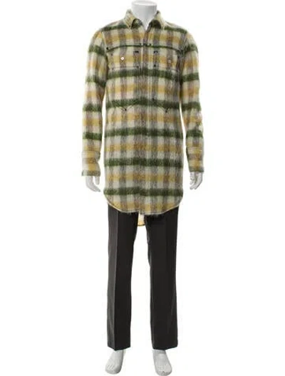 Pre-owned Ann Demeulemeester Plaid Print Overcoat In Green