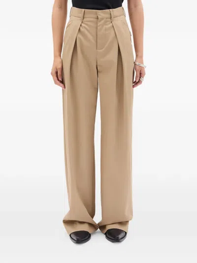 Ann Demeulemeester Pleated Wide-leg Trousers In Brown