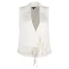 Ann Demeulemeester Pleats Accent Sleeveless Blazer In White Linen In White