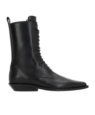 Ann Demeulemeester Pointed Lace-up Boots In 099 Black