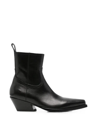 Ann Demeulemeester Imme Leather Ankle Boots In Black