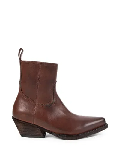 Ann Demeulemeester Pointed-toe Ankle Boots In Brown
