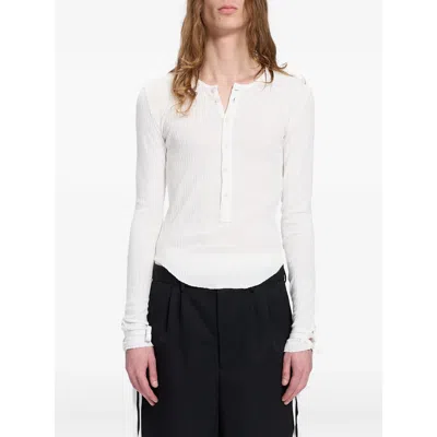 Ann Demeulemeester Pointelle Ribbed Cotton Shirt In White