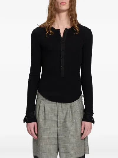 Ann Demeulemeester Pointelle-knit T-shirt In Black