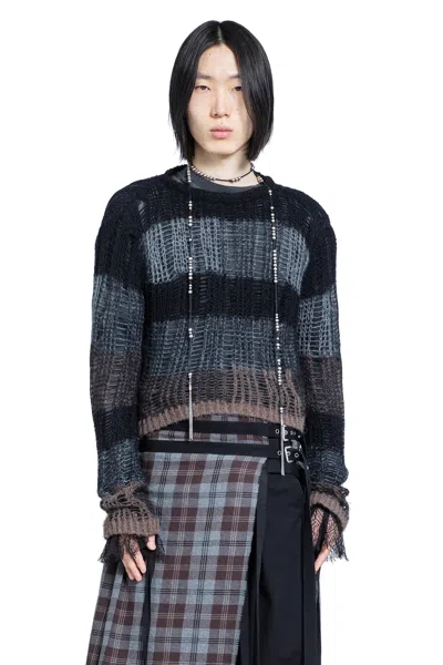 Ann Demeulemeester Poliet Striped Laddered Ajour Knit Sweataer In Multi