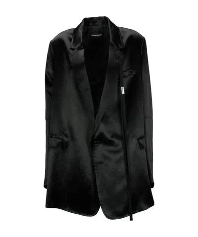 Ann Demeulemeester Polished Oversize Button-up Blazer In Black