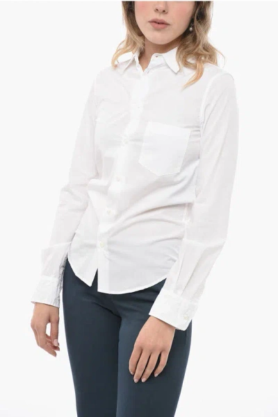 Ann Demeulemeester Popeline Cotton Shirt With Patch Breast-pocket In White