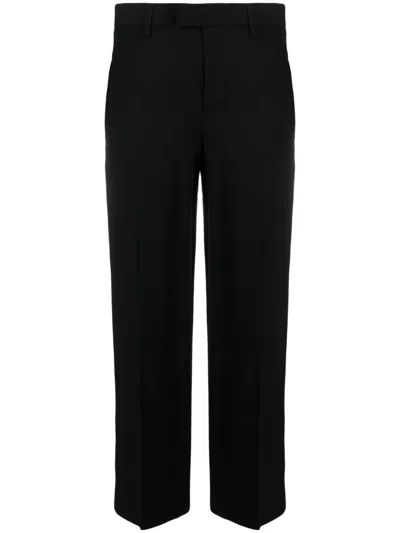 Ann Demeulemeester Pressed-crease Cotton Tailored Trousers In Black