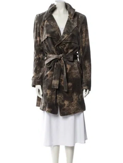Pre-owned Ann Demeulemeester Printed Faux Fur Coat In Brown