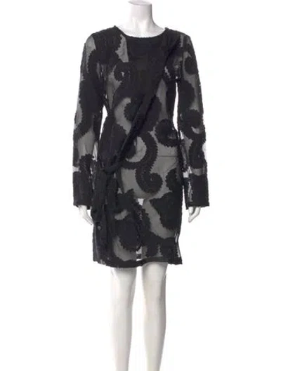 Pre-owned Ann Demeulemeester Printed Mini Dress In Black