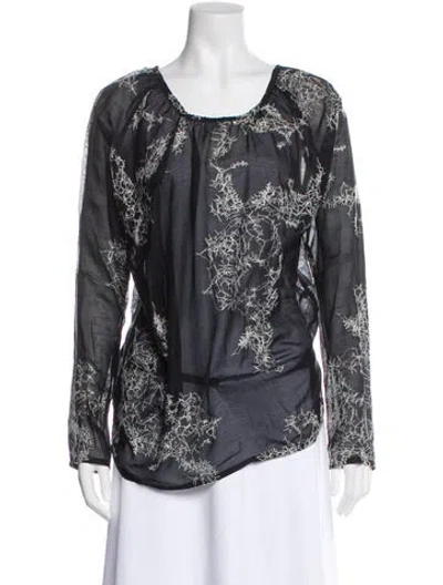 Pre-owned Ann Demeulemeester Printed Scoop Neck Blouse In Grey