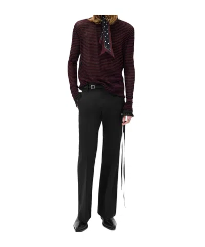 Ann Demeulemeester Racin Crew Neck Light Sweater In Burgundy