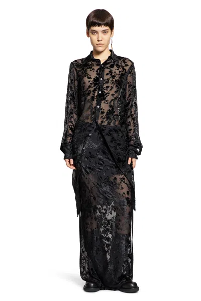 Ann Demeulemeester Rada High Comfort Dèvorè Shirt In Black