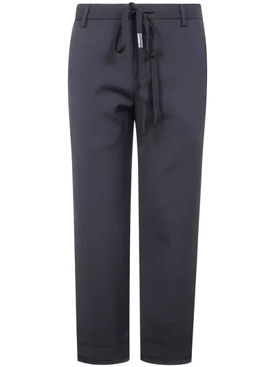 Ann Demeulemeester "rael" Cigarette Trousers With Raw Edge Cotton Detail In Blue