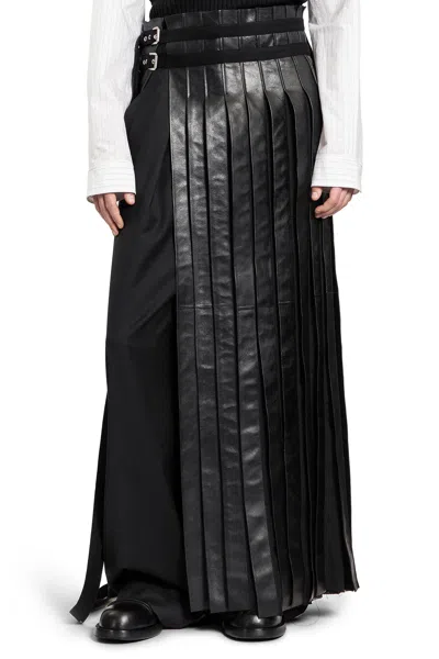 Ann Demeulemeester Ragnar Kilt In Lux Grained Leather In Black