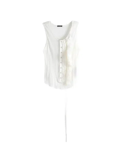 Ann Demeulemeester Rase Serafino Ruffled Tank Top In White