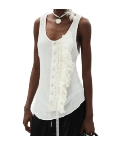 Ann Demeulemeester Rase Serafino Ruffled Tank Top In White