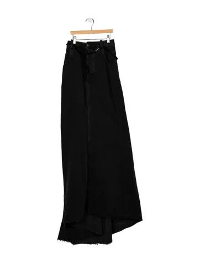 Pre-owned Ann Demeulemeester Raw-edge Trim Long Skirt In Black