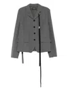 Ann Demeulemeester Reinier Pinstripe Ribbon Jacket In Gray