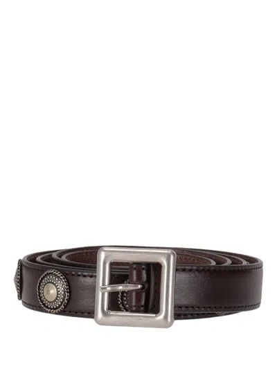 Ann Demeulemeester Reka Studs 2 Cm Belt Oily Calf Skin In Burgundy