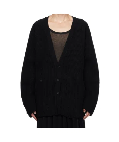 Ann Demeulemeester Rib Knitted Cardigan In Black