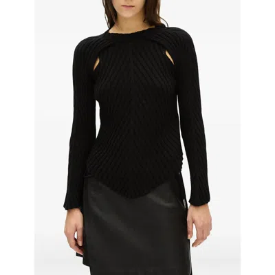 Ann Demeulemeester Ribbed Knit Cotton-cashmere Sweater In Black