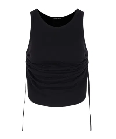Ann Demeulemeester Ribbed Knit Crop Top In Black