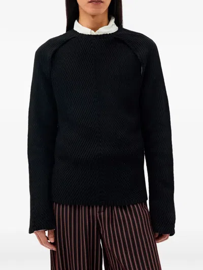 Ann Demeulemeester Ribbed-knit Sweater In Black