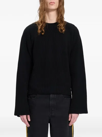 Ann Demeulemeester Ribbed-knit Wide-sleeve Sweater In Black