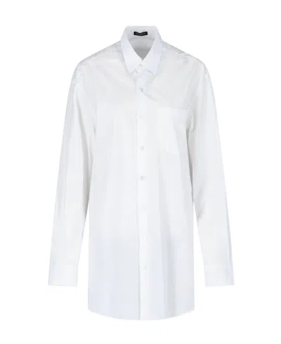Ann Demeulemeester Ribbon-detailed Long-sleeved Shirt In White