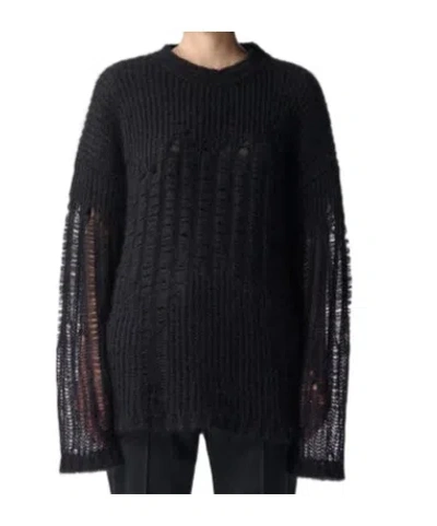 Ann Demeulemeester Oversized Crew Neck Mohair Jumper In Black