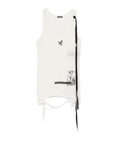 Ann Demeulemeester Ripped Detail Vest In White