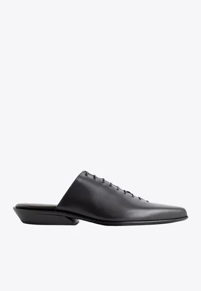 ANN DEMEULEMEESTER RIVER LEATHER LACE-UP FLAT MULES