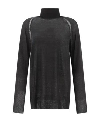 Ann Demeulemeester Roll-neck Cotton Jumper In Black