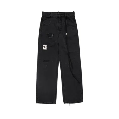 Pre-owned Ann Demeulemeester Ronald 5 Pocket Comfort Trousers With Printed Patches 'grey' | Men's Size 54 In Gray