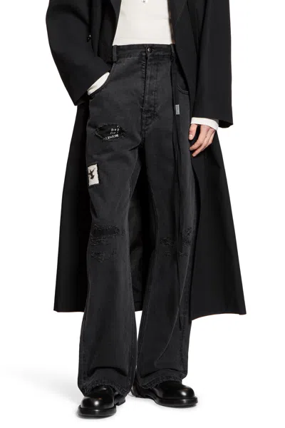 Ann Demeulemeester Ronald 5 Pocket Jeans With Printed Patches In Gray