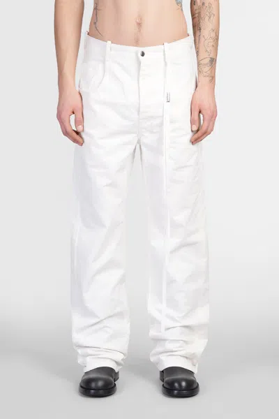 ANN DEMEULEMEESTER RONALD PANTS IN WHITE COTTON