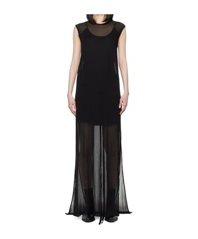 Ann Demeulemeester Round Collar Sleeveless Dress In Black