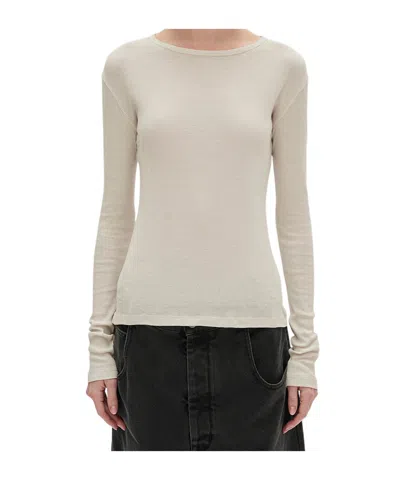 Ann Demeulemeester Round Neck Long Sleeve T-shirt In Neutral