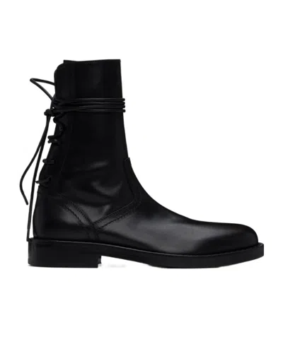 Ann Demeulemeester Round Toe Ankle Boots In Black