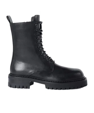Ann Demeulemeester Round Toe Ankle Boots In Black