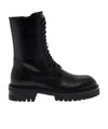 Ann Demeulemeester Black Lace-up Combat Boots In Leather Woman  In Black