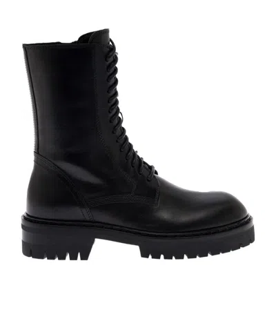 Ann Demeulemeester Round Toe Ankle Boots In Black